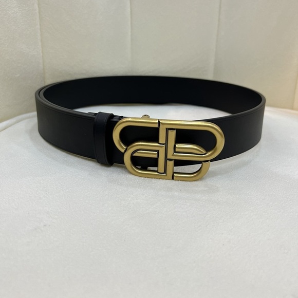 Balenciaga Black Belt with Gold Buckle - Picture 1 of 4